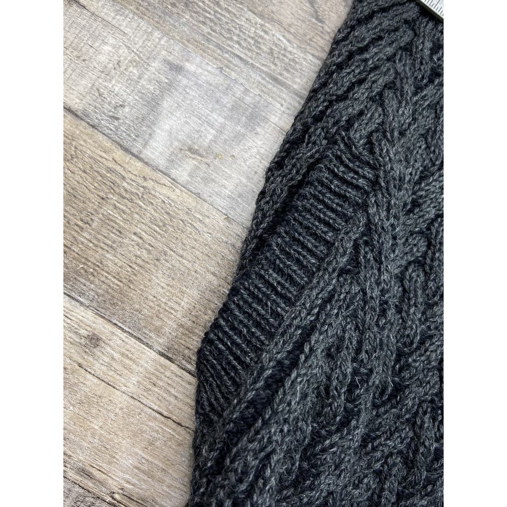 Aran Crafts Merino Wool Cable Open Hooded Long Cardigan Sweater Robe Adult Sz L - Picture 4 of 7